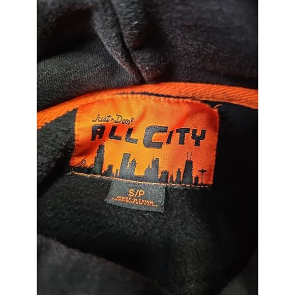 Just Don All City Sweatshirt Adult Small Black Fitted Hooded Pull Over - Picture 4 of 6